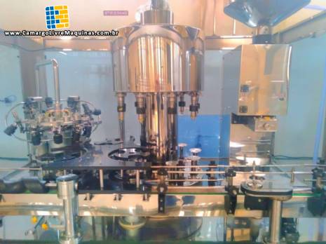 Envasadora rotativa tribloco rinser rosqueadora em inox com 9 bicos Engafbras