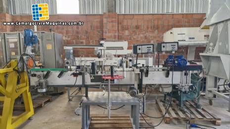 Rotuladora automtica cabeote duplo frascos planos Bauch Campos