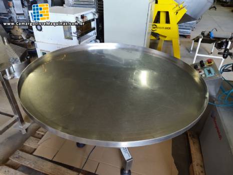 Mesa classificatria acumuladora giratria em ao inox 1100 mm