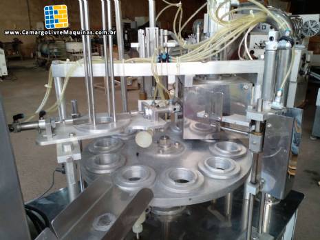 Envasadora semi autom�tica para potes com selo alum�nio Mirainox