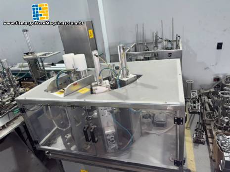 Envasadora dosadora rotativa automática com seladora para cálice copinhos Delgo 3500 cálices por hora Envasadora dosadora rotativa automática com seladora para cálice copinhos Delgo 3500 cálices por hora